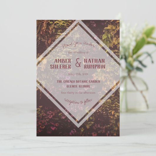 Ruby Plant Wall Wedding Kaart (Staand voorkant)