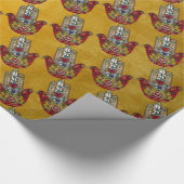 Ruby Pomegranate Heart Red Bird Hamsa Cadeaupapier (Hoek)