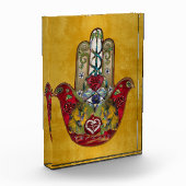 Ruby Pomegranate Heart Red Bird Hamsa Fotoblokken (Links)