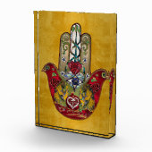 Ruby Pomegranate Heart Red Bird Hamsa Fotoblokken (Rechts)