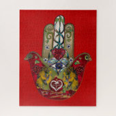 Ruby Pomegranate Heart Red Bird Hamsa Legpuzzel (Verticaal)