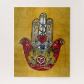 Ruby Pomegranate Heart Red Bird Hamsa Legpuzzel (Verticaal)