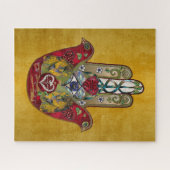 Ruby Pomegranate Heart Red Bird Hamsa Legpuzzel (Horizontaal)