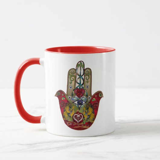 Ruby Pomegranate Heart Red Bird Hamsa Mok (Links)