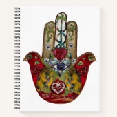 Ruby Pomegranate Heart Red Bird Hamsa Notitieboek (Voorkant)