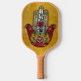 Ruby Pomegranate Heart Red Bird Hamsa Pickleball Paddle