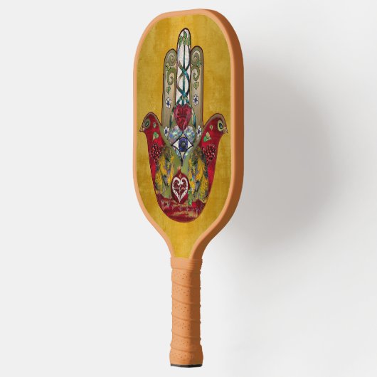 Ruby Pomegranate Heart Red Bird Hamsa Pickleball Paddle (Links)