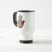 Ruby Pomegranate Heart Red Bird Hamsa Reisbeker (Voorkant links)