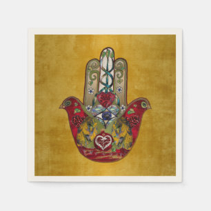Ruby Pomegranate Heart Red Bird Hamsa Servet