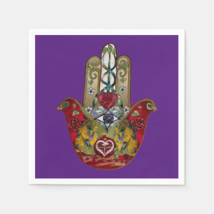 Ruby Pomegranate Heart Red Bird Hamsa Servet