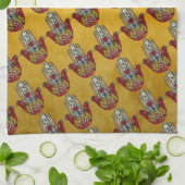 Ruby Pomegranate Heart Red Bird Hamsa Theedoek (Gevouwen)