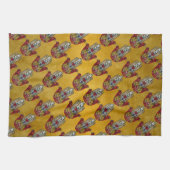 Ruby Pomegranate Heart Red Bird Hamsa Theedoek (Horizontaal)