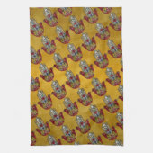 Ruby Pomegranate Heart Red Bird Hamsa Theedoek (Verticaal)