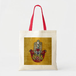 Ruby Pomegranate Heart Red Bird Hamsa Tote Bag