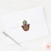 Ruby Pomegranate Heart Red Bird Hamsa Vierkante Sticker (Envelop)