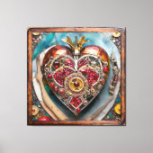 Ruby Pomegranate Heart Steampunk Series Canvas Afdruk (Voorkant)