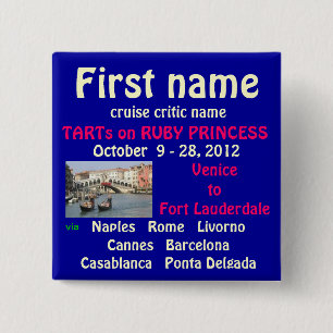 Ruby Princess TA Name Tag Vierkante Button 5,1 Cm