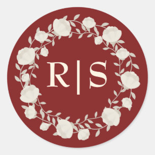 Ruby Radiance Diep Rood en Crème Trouwen Ronde Sticker