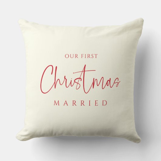 Ruby Radiance eerste kerst getrouwd gepersonalisee Kussen (Voorkant)