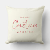 Ruby Radiance Eerste Kerstmis Getrouwd Gepersonali Kussen (Voorkant)