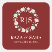 Ruby Radiance Red and Cream Wedding Vierkante Sticker (Voorkant)