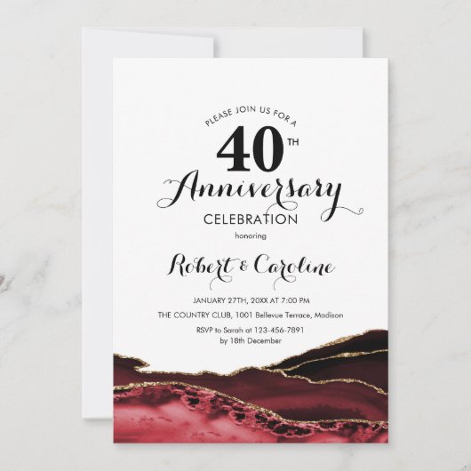 Ruby Red 40e verjaardag Kaart (Voorkant)