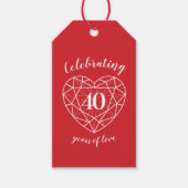 Ruby red 40th jewel hartlijn labels geschenk cadeaulabel (Voorkant)