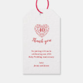Ruby red 40th jewel hartlijn labels geschenk cadeaulabel (Achterkant)