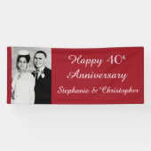Ruby Red 40th Jubileum Party Elegante foto Spandoek (Horizontaal)