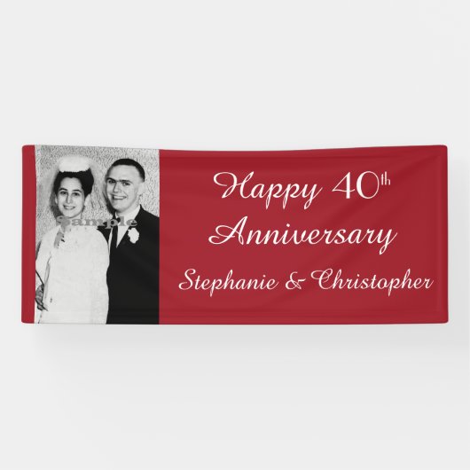 Ruby Red 40th Jubileum Party Elegante foto Spandoek (Horizontaal)
