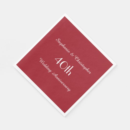 Ruby Red 40th Jubileum Party Papier Servet (Hoek)