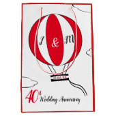 Ruby Red 40th trouwdag heteluchtballon Medium Cadeauzakje (Voorkant)