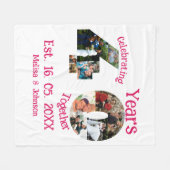 Ruby Red 40th Wedding Jubileum 11 Foto Collage Fleece Deken (Voorkant (Horizontaal))