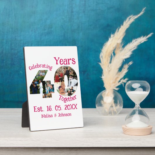 Ruby Red 40th Wedding Jubileum 11 Foto Collage Fotoplaat (Zijkant)