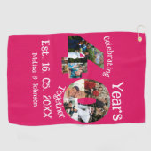 Ruby Red 40th Wedding Jubileum 11 Foto Collage Golfhanddoek (Horizontaal)