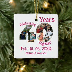 Ruby Red 40th Wedding Jubileum 11 Foto Collage Keramisch Ornament