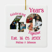 Ruby Red 40th Wedding Jubileum 11 Foto Collage Keramisch Ornament (Achterkant)