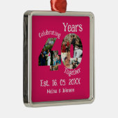 Ruby Red 40th Wedding Jubileum 11 Foto Collage Metalen Ornament (Rechts)