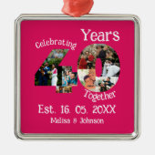 Ruby Red 40th Wedding Jubileum 11 Foto Collage Metalen Ornament (Voorkant)