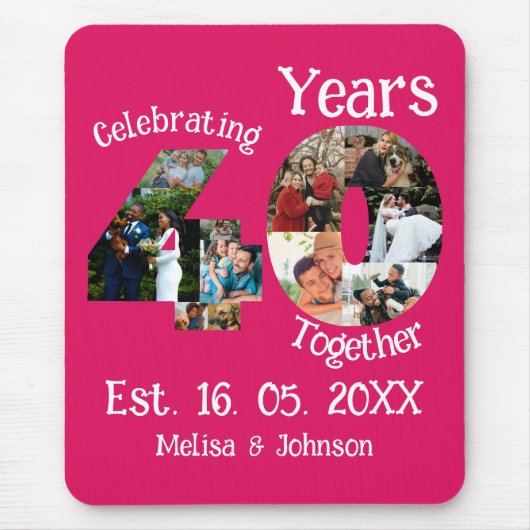 Ruby Red 40th Wedding Jubileum 11 Foto Collage Muismat (Voorkant)