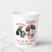 Ruby Red 40th Wedding Jubileum 11 Foto Collage Papieren Bekers (Voorkant)