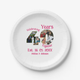 Ruby Red 40th Wedding Jubileum 11 Foto Collage Papieren Bordje