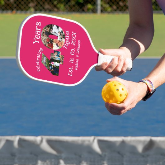 Ruby Red 40th Wedding Jubileum 11 Foto Collage Pickleball Paddle (Insitu)