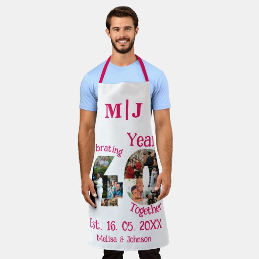 Ruby Red 40th Wedding Jubileum 11 Foto Collage Schort (Gedragen)