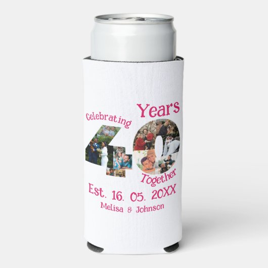 Ruby Red 40th Wedding Jubileum 11 Foto Collage Seltzer Blikjeskoeler (Seltzer Achterkant)