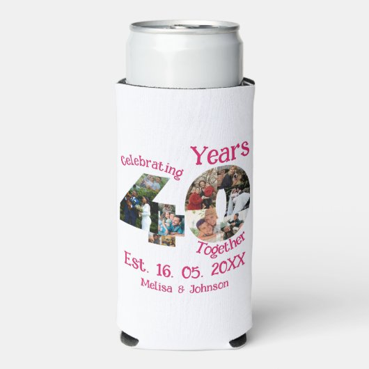 Ruby Red 40th Wedding Jubileum 11 Foto Collage Seltzer Blikjeskoeler (Seltzer Voorkant)