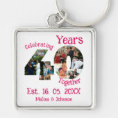 Ruby Red 40th Wedding Jubileum 11 Foto Collage Sleutelhanger (Voorkant)