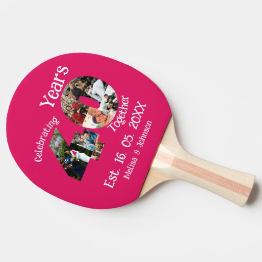 Ruby Red 40th Wedding Jubileum 11 Foto Collage Tafeltennisbatje (Zijkant)