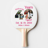 Ruby Red 40th Wedding Jubileum 11 Foto Collage Tafeltennisbatje (Voorkant)