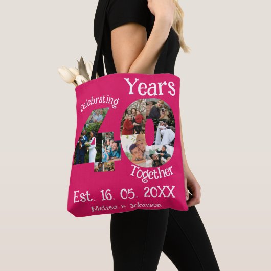 Ruby Red 40th Wedding Jubileum 11 Foto Collage Tote Bag (Dichtbij)